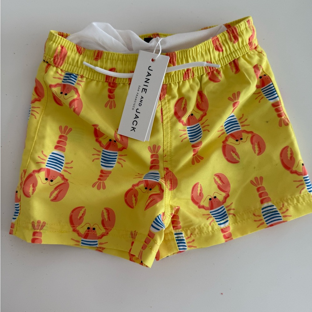 Janie and Jack Yellow Lobster Print Kids Shorts